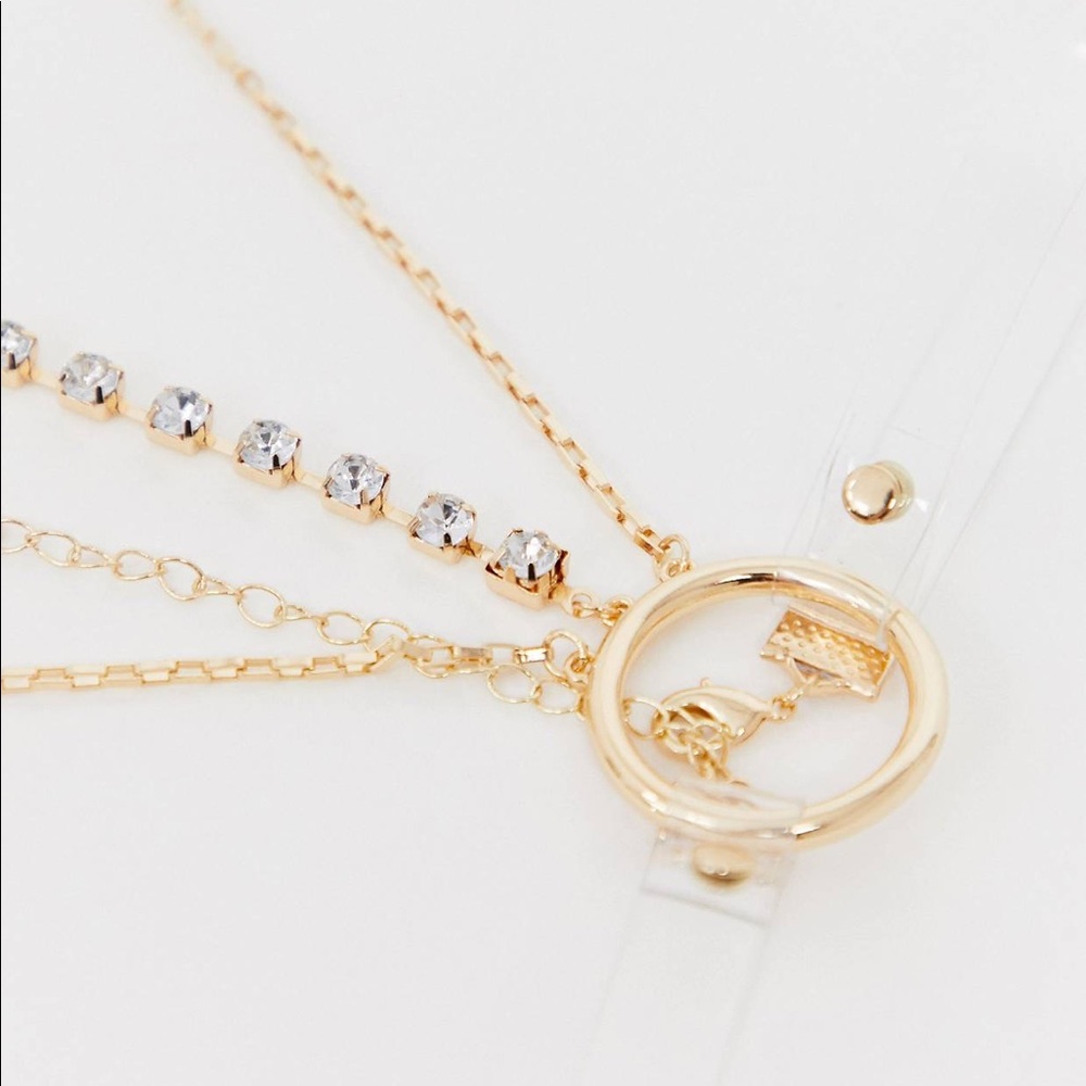 Last 1! Gold layered choker w/ rhinestones - Picture 3 of 4